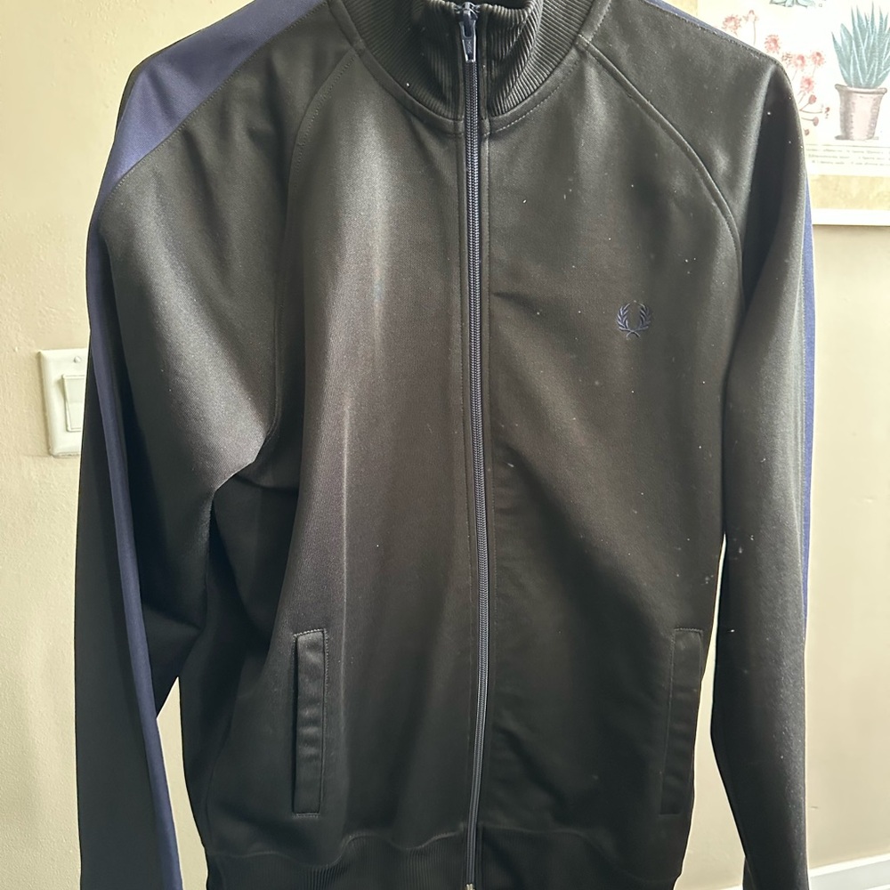Fred Perry Men's Black and Blue Track Jacket